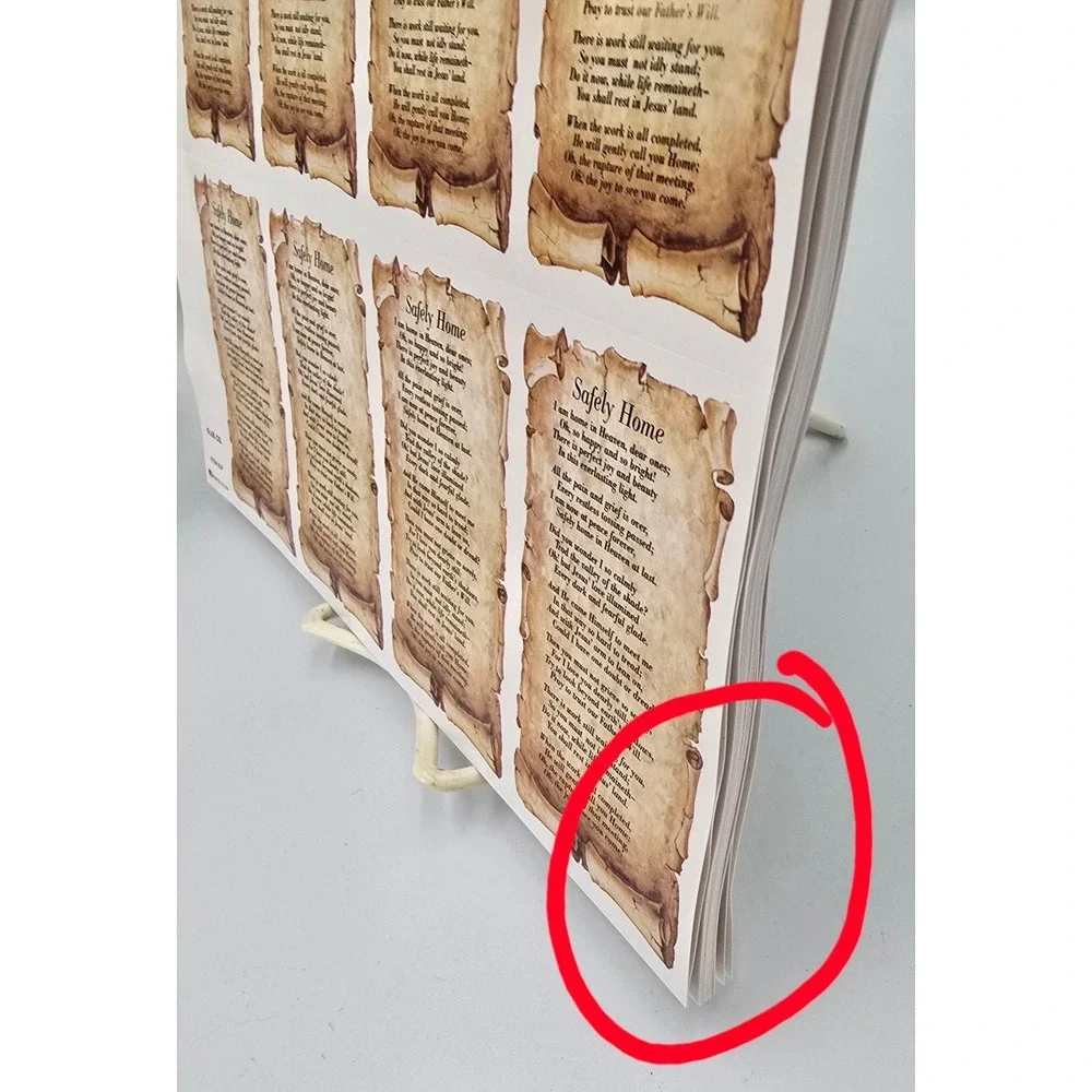 Safely Home Memorial Poem Sheets 8-Up Scroll Design 875M 8UP USA Made 15 ct.